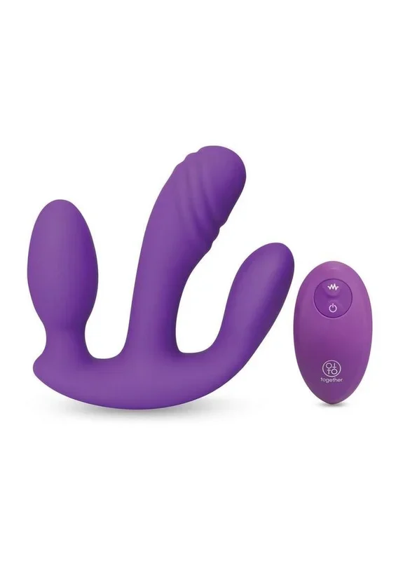 Together Blended Pleasure Rechargeable Silicone Triple Pronged Vibrator with Remote Control