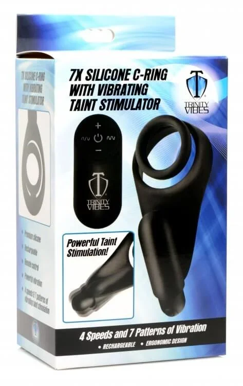 Trinity 4 Men 7X Silicone C-Ring with Taint Stimulator by XR Brands