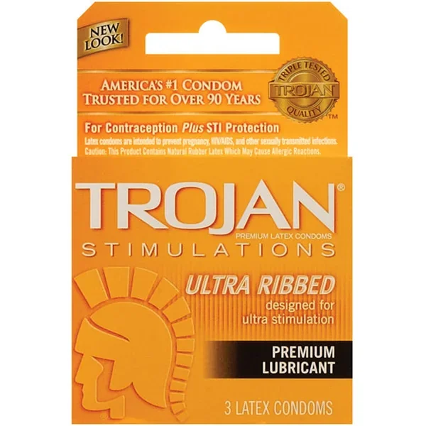 Trojan Ultra Ribbed Condoms – Box Of 3