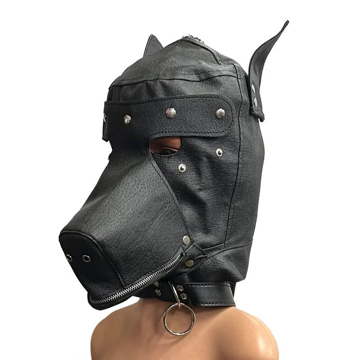 UNTAMED GIMP HOOD W/ DOG ATTACHMENTS – BLACK