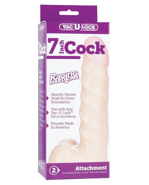Vac-U-Lock 7″ Raging Hard On Realistic Cock – White