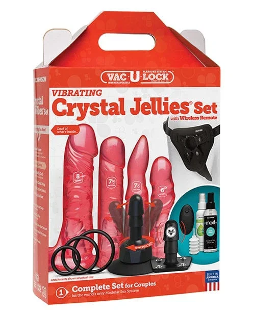 Vac-U-Lock Vibrating Crystal Jellies Set with Wireless Remote – Pink