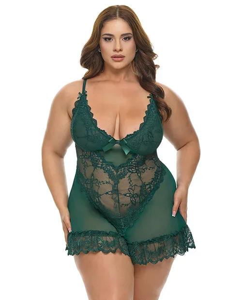 Valentine Lacey Babydoll w/G-String – Green 3X/4X