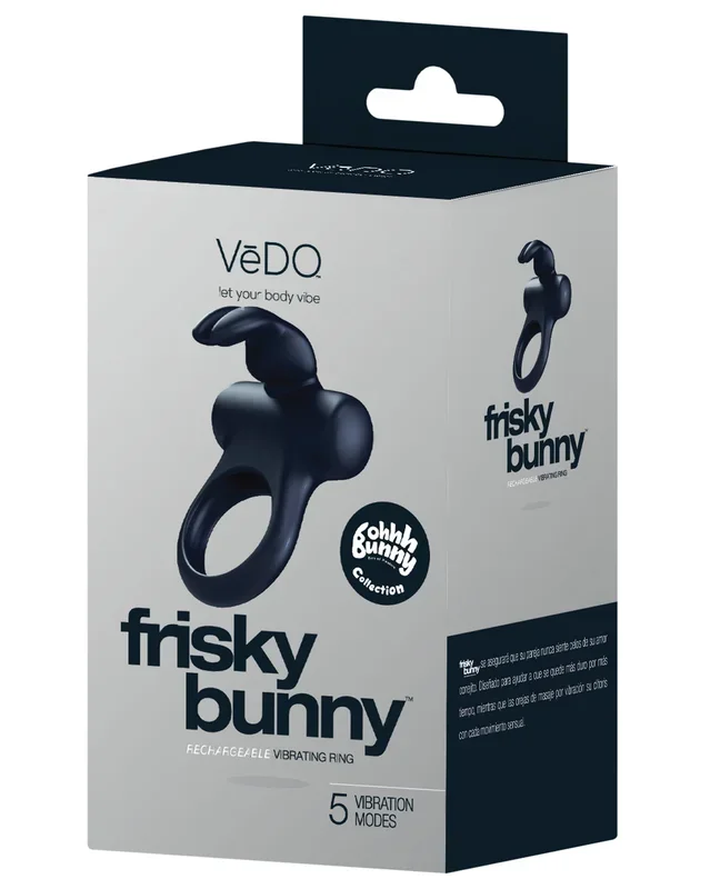 VeDO Frisky Bunny Rechargeable Vibrating Ring – Black Pearl