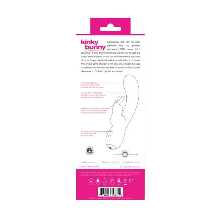 VeDO Kinky Bunny Plus Rechargeable Dual Vibe – Foxy Pink