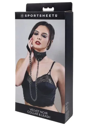 Velvet Noir Collar & Leash – Black