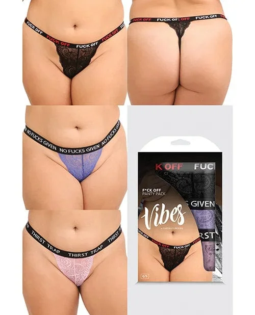 Vibes Fuck 3 Pack Thongs Assorted Colors Queen Size
