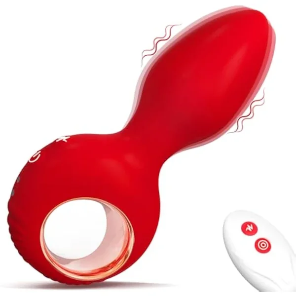 Vibrating Butt Plug Anal Plug Sex Toys Vibrator,Silicone Anal Toys Butt Plug Training Kit With Remote Control 10 Frequency Vibration,Vibrating Anal Plug And Prostate Massager But Plug, Red