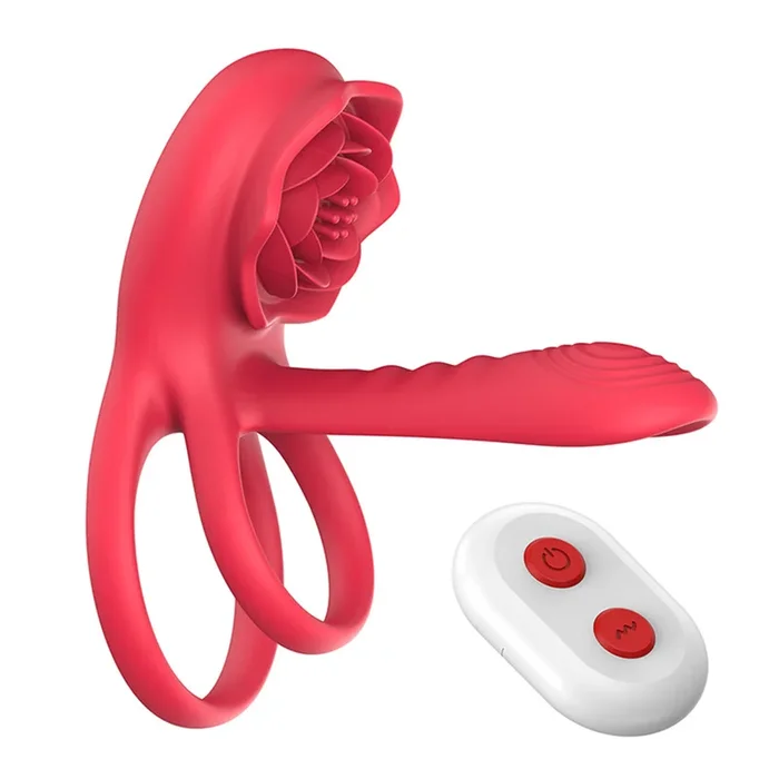 Vibrating Cock Ring With Rose Clit Stimulator