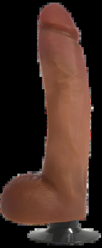 Vibrating Dildo with Balls – 10 Inch Realistic Vibrators – Brown