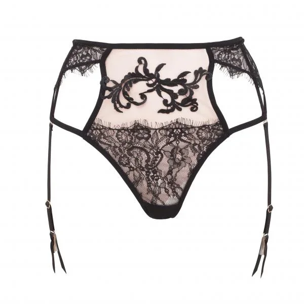 Vida High-Waist Suspender Thong – Rose Dust/Black –
