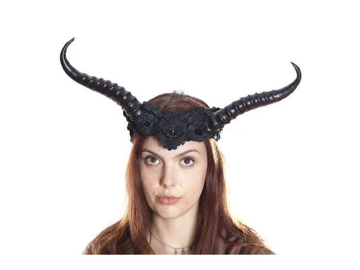 Vintage Style Horned Headband – Black
