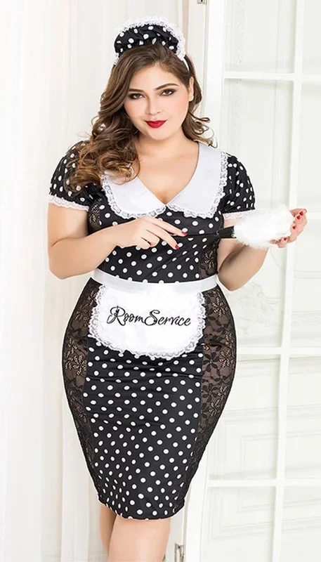 Vintage Style Room Service Polka Dot Lace Costume