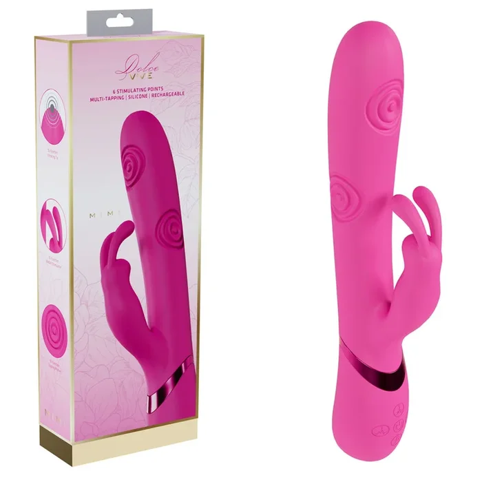 VIVE Mimi – Pink – Pink 25 cm USB Rechargeable Vibrating & Tapping Rabbit Vibrator