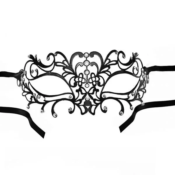 Vivien Venetian Mask with Swarovski Rhinestones – Black