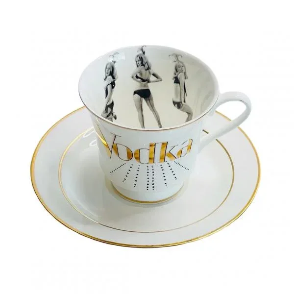Vodka Tea Cup – White/Gold