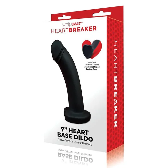 WhipSmart Heartbreaker 7” Heart Base Dildo – Black 17.8 cm Dong with Heart Shaped Base