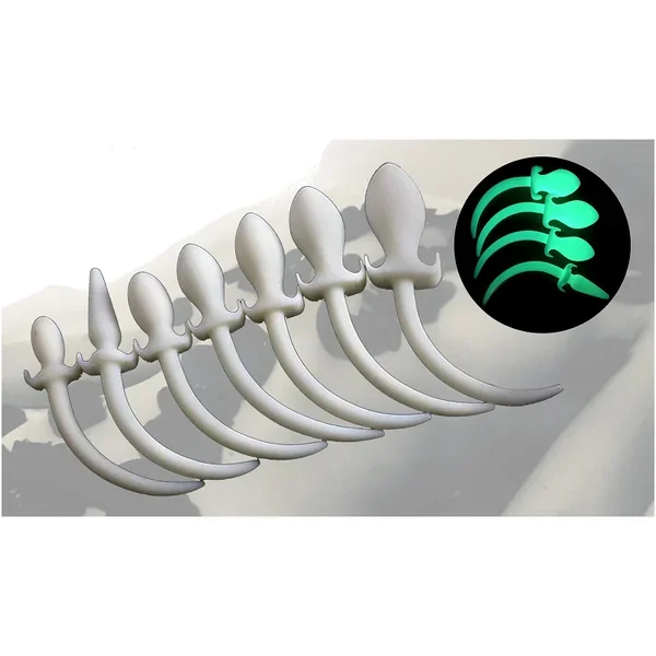 White Silicone Puppy Luminous Anal Dog Tail Butt Plug Butt Plug Tails