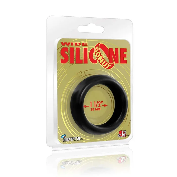 Wide Silicone Donut Cock Ring Black 1.5 inch