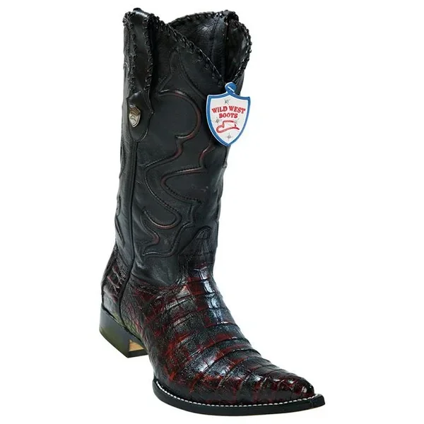 Wild West Boots #2958218 Men’s | Color Black Cherry | Men’s Wild West Caiman Belly 3x Toe Boots Handcrafted