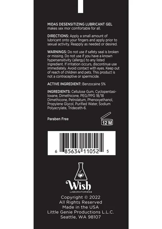Wish Midas Desensitizing Water Based Lubricant