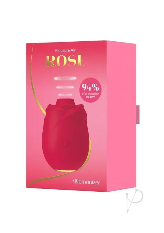 Womanizer Rose Rechargeable Silicone Air Pulse Clitoral Vibrator – Red/Gold