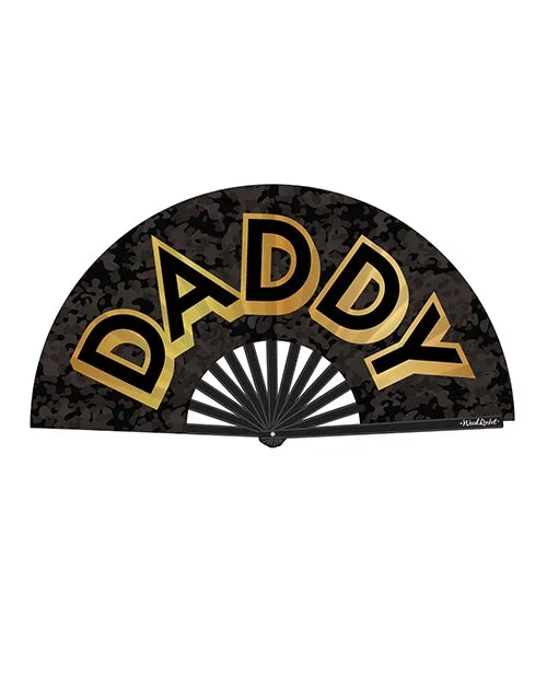 Wood Rocket Daddy Hand Fan Black Gold Folding Fan For Fetish Style