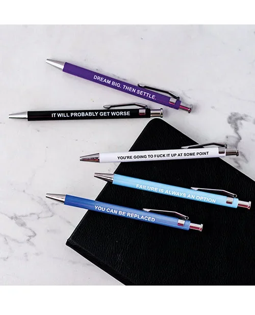 Wood Rocket Demotivational Pens 5 Pack Funny Office Gag Gift For Coworkers