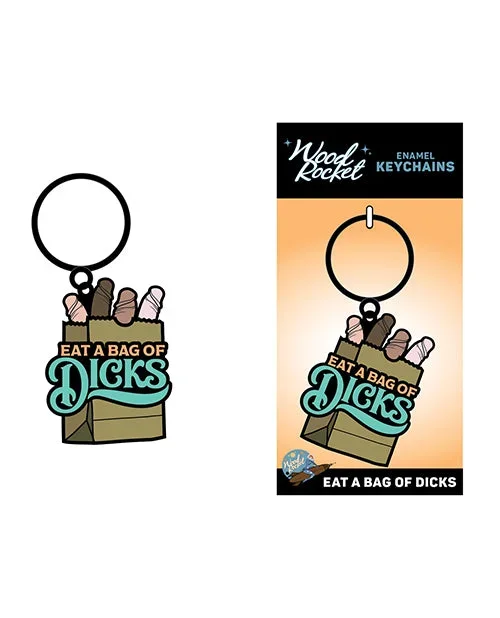 Wood Rocket Eat A Bag of Dicks Keychain – Tan