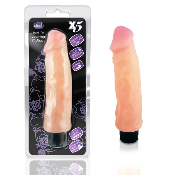 X5 9in Hard On Vib Dildo Natural