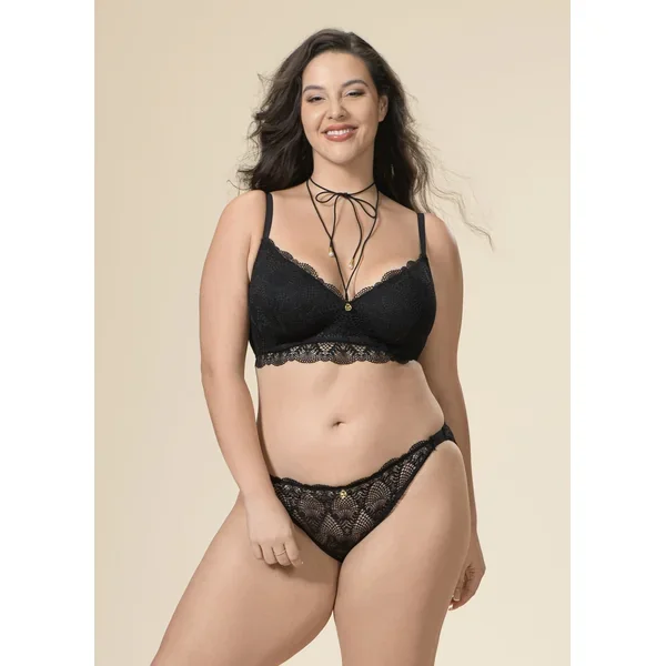 XABELLE Plus Sexy Triangle Cup Lace Bra with Detachable Neck Holder