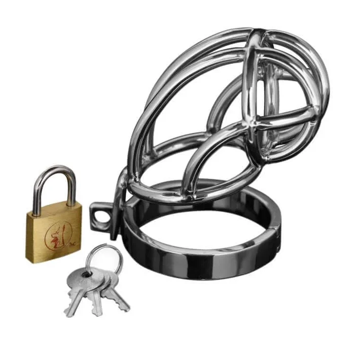 XR Brands Master Series Stainless Steel Locking Chastity Cage
