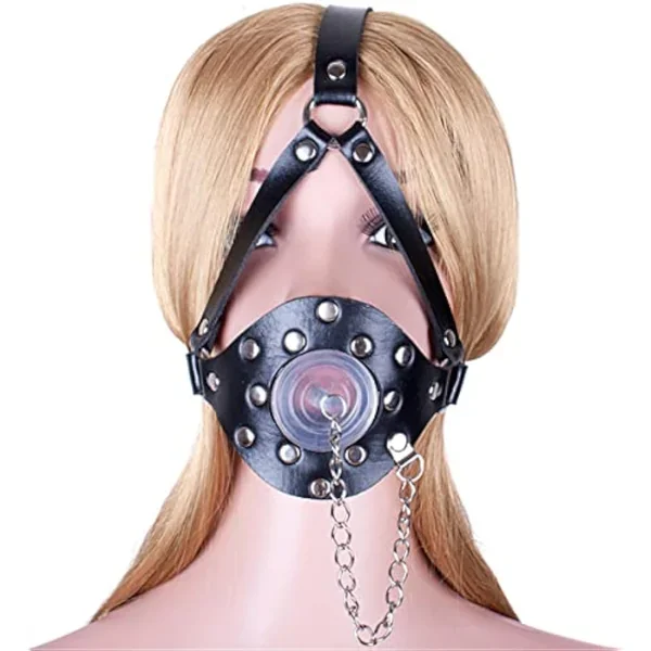 Y-Shape Leather Bondage Head Harness With Detachable Gag Restraint Mouth Masks Bdsm Sex Fetish Toys