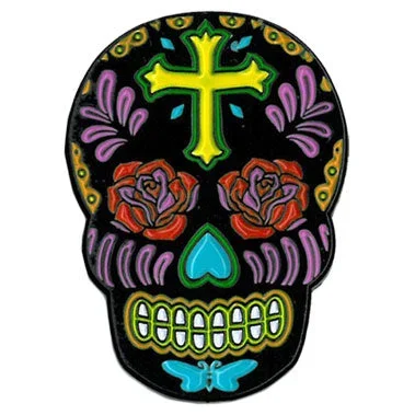 Yujean Sunny Buick Rose Cross Skull Enamel Pin