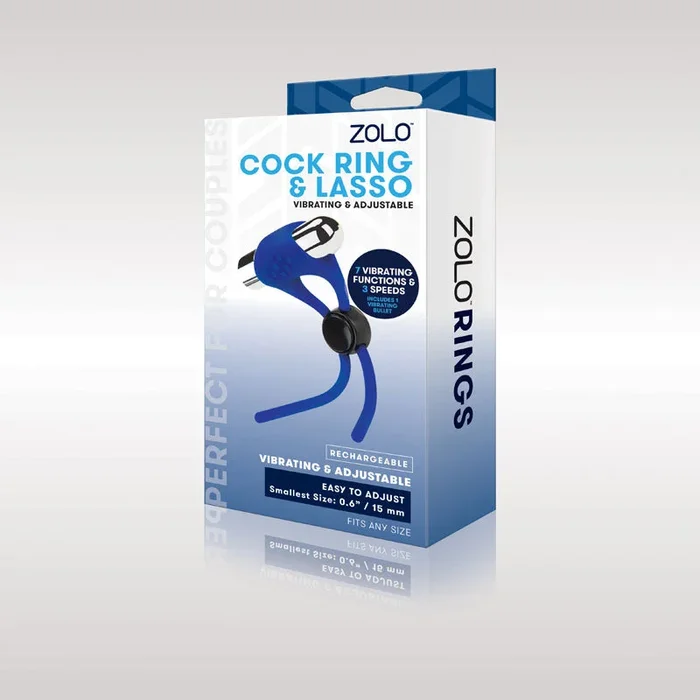 Zolo Rechargeable Cock Ring & Lasso – Blue USB Rechargeable Adjustable Cock Ring