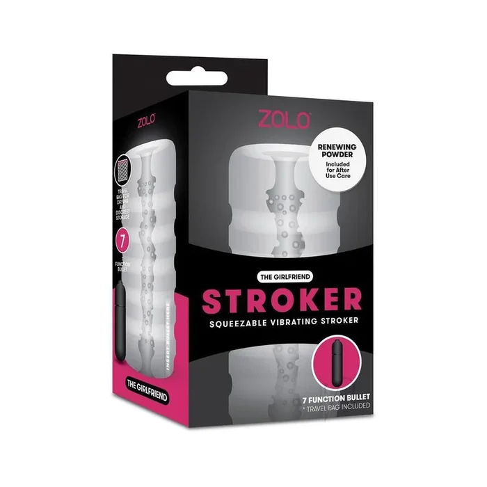 Zolo The Girlfriend Stroker Squeezable Vibrating Masturbator With Bullet – Clear